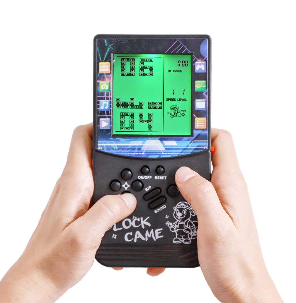 HLF New large screen brick game console green backlight built-in 23 multi-mode block games classic nostalgia puzzle speed and difficulty can be adjusted Suitable as a gift for kids (Black) - Image 2