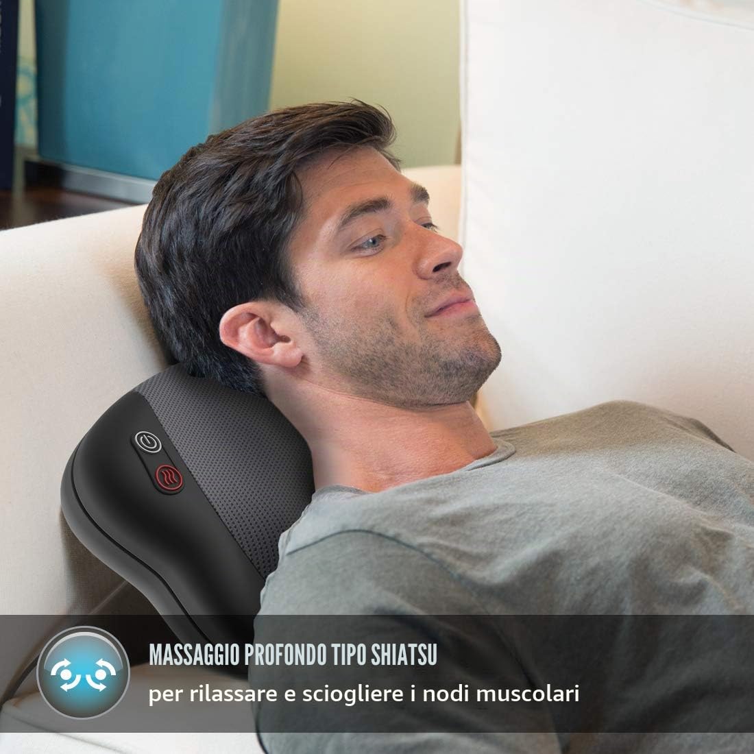 HoMedics Cuscino Massaggiante Shiatsu, Massaggiatore Cervicale Elettrico Multiuso & Homedics Massaggiatore Per Piedi Elettrico Con Funzione Calore, Bianco, 41 x 13 x 37 Cm