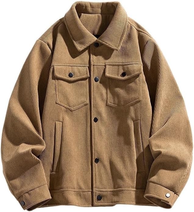 Mens Casual Workwear Jackets American Style Loose Fit Utility Cargo Lightweight Spring Fall Coats