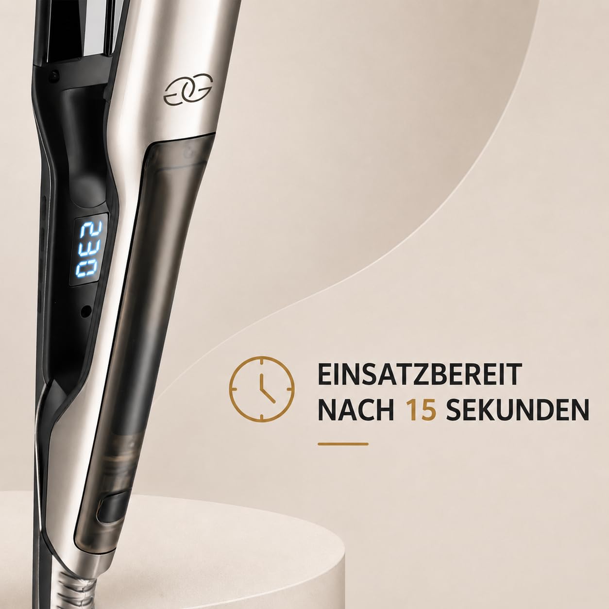 Glätteisen 2-in-1 Professionelles Haarglätter Lockenstab Golden Goods - Dampf & 42mm Breite Titanplatten Keramikbeschichtigung, LCD-Display, 25s schnelles Aufheizen &10 Temperaturstufen 100°C-230°C