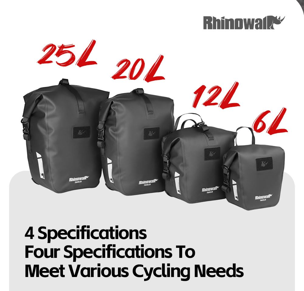 Rhinowalk wasserdichte Fahrradtasche Gepäckträgertasche TPU-Beschichtung, Schnellverschluss, Schultergurt, Reflektierende Elemente, Geschenkverpackung (20L, 1 Stück)