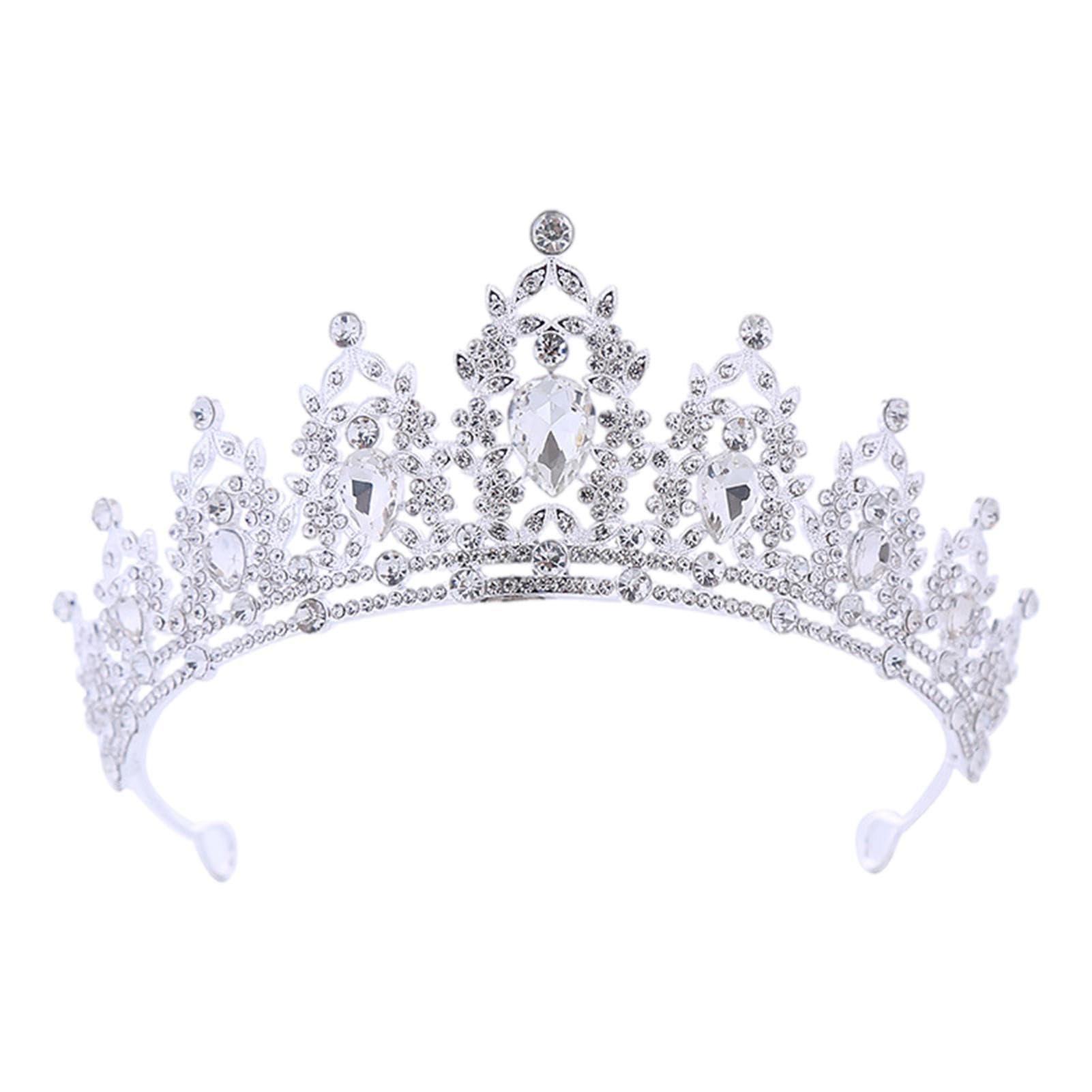 jopiuieo Tiara nupcial - Tiaras de princesa con diamantes de imitación,Tiara de boda para novia, corona de princesa, joyería de boda, tocados para mujeres y niñas