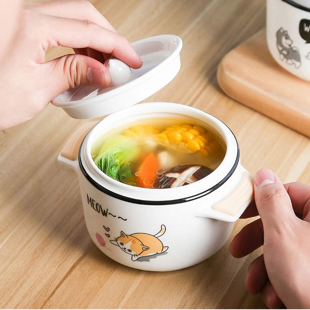 Tazón de Cereal Cuencos de Porcelana con Asas for Sopa, Cereales, Cebolla francés Plato de Sopa vasijas de Barro Horno y Forma Microondas Lavavajillas Animal Tazones de Sopa para Cocina