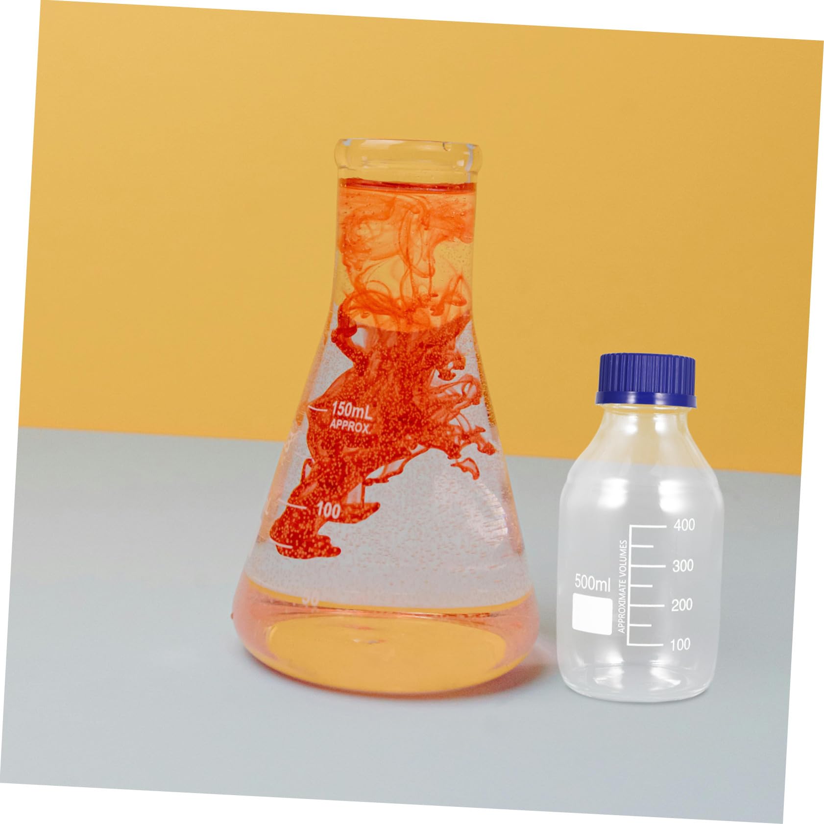 Botella de Reactivo de Vidrio 500ml, 2 Unidades, Tapa