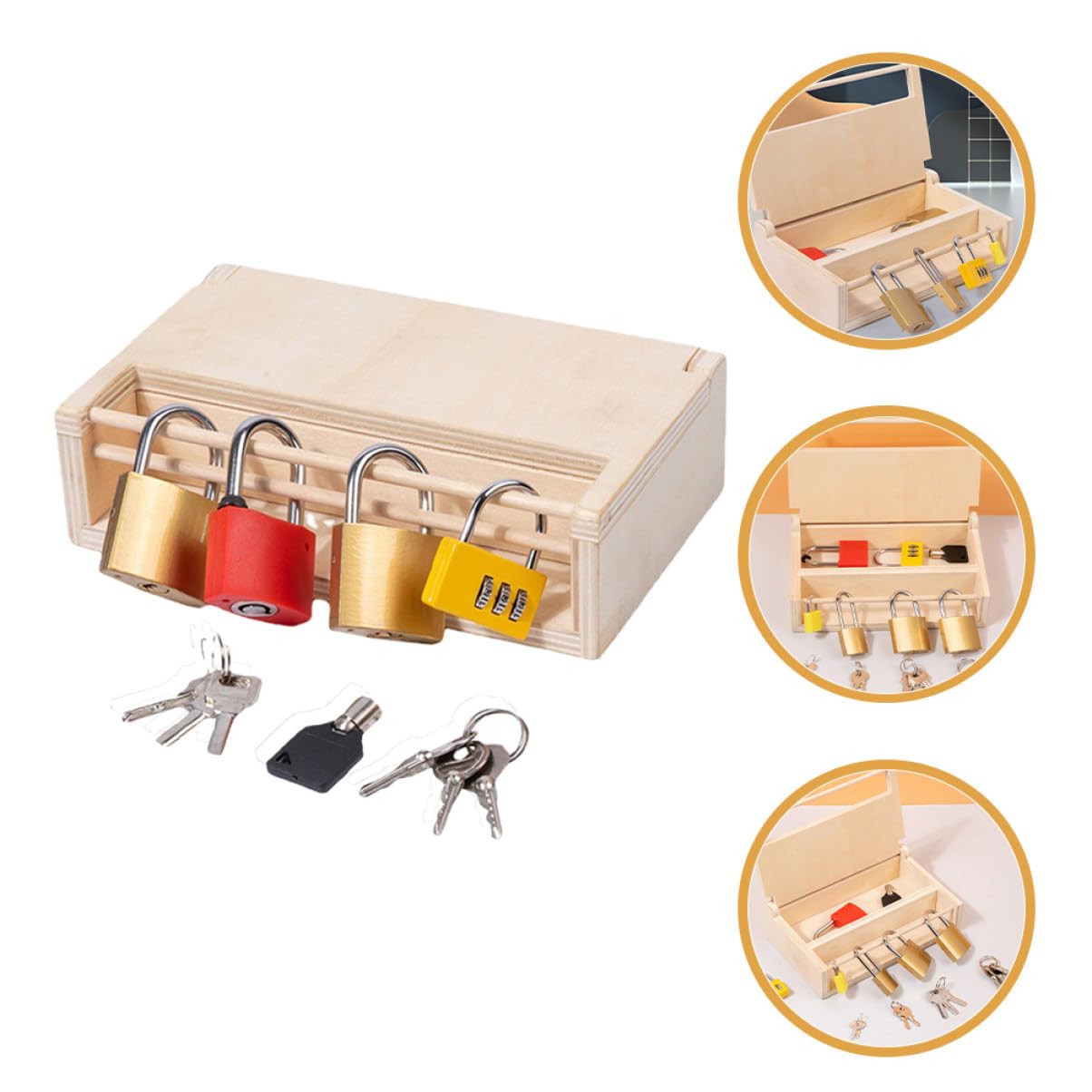 Juguete Montessori Educativo de Madera para Pequeños Caja Interactiva para Desarrollo de Habilidades Manuales Accesorio Lúdico para Bebés de Año