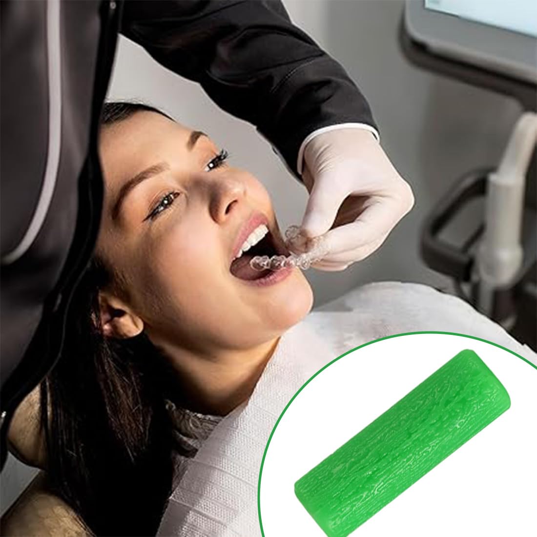 Chewies Aligneurs : 12 Pièces Silicone Vert 3.5Cm X 1.1Cm. Pour Sièges Aligneurs Et Gouttières Orthodontiques. Accessoire Masticatoire Rééducation.