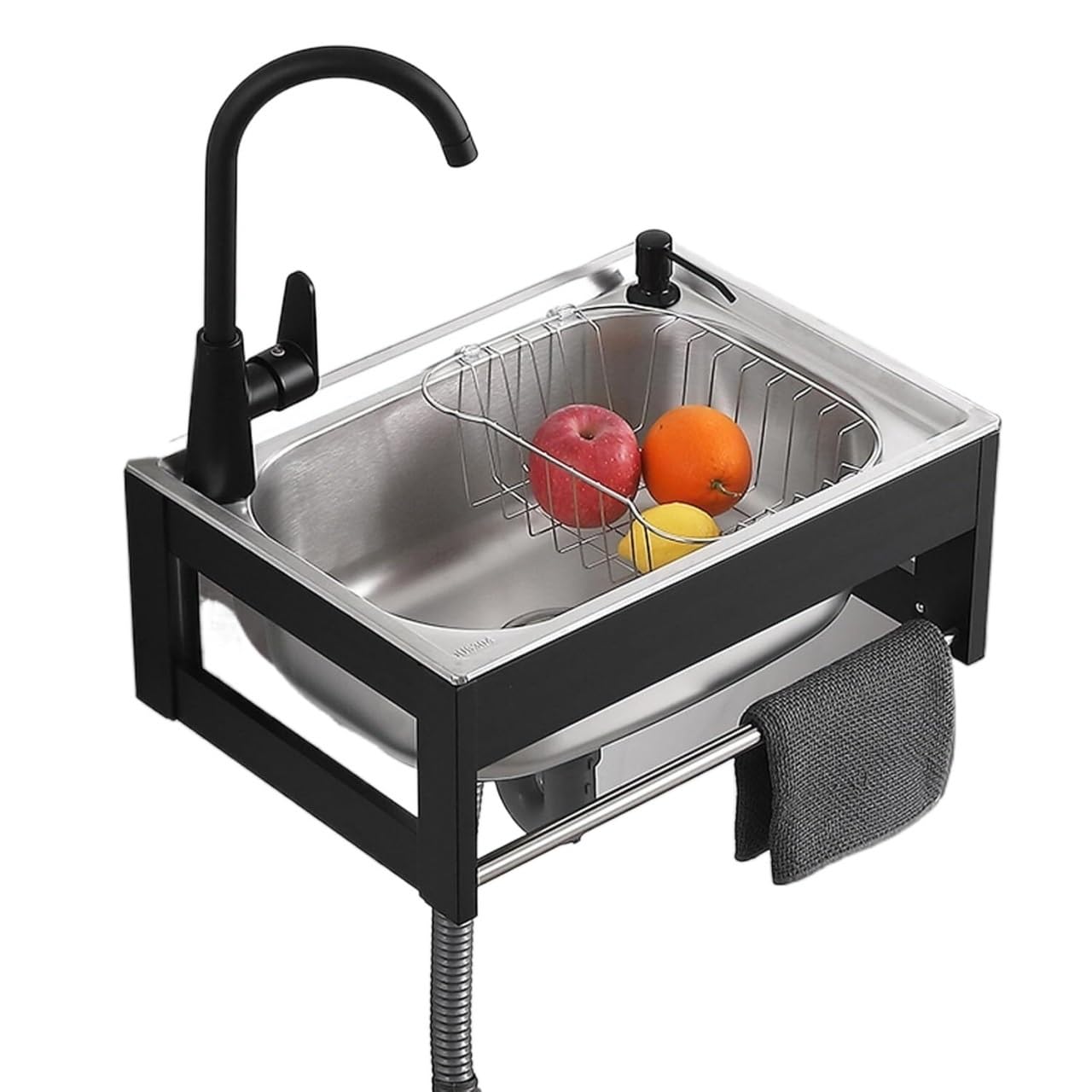 ZQFHSX Stainless Steel Kitchen Sink Free Standing， Freestanding Outdoor Portable Catering Wash Basin Handwash Station,(53x38x21cm)