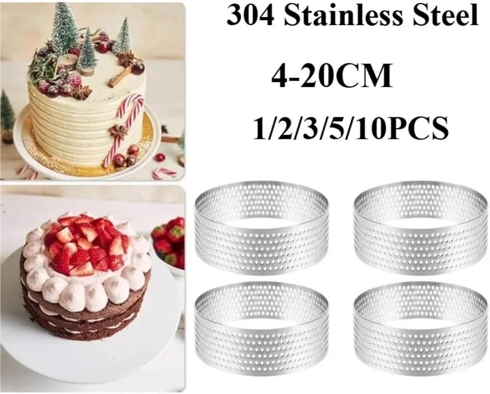 Cookie Cutter 4-20cm 304 Stainless Perforated Seamless Tart Ring Quiche Ring Tart Pan Pie Cake Mold Seamless Baking Accessories(10pcs 4cm)