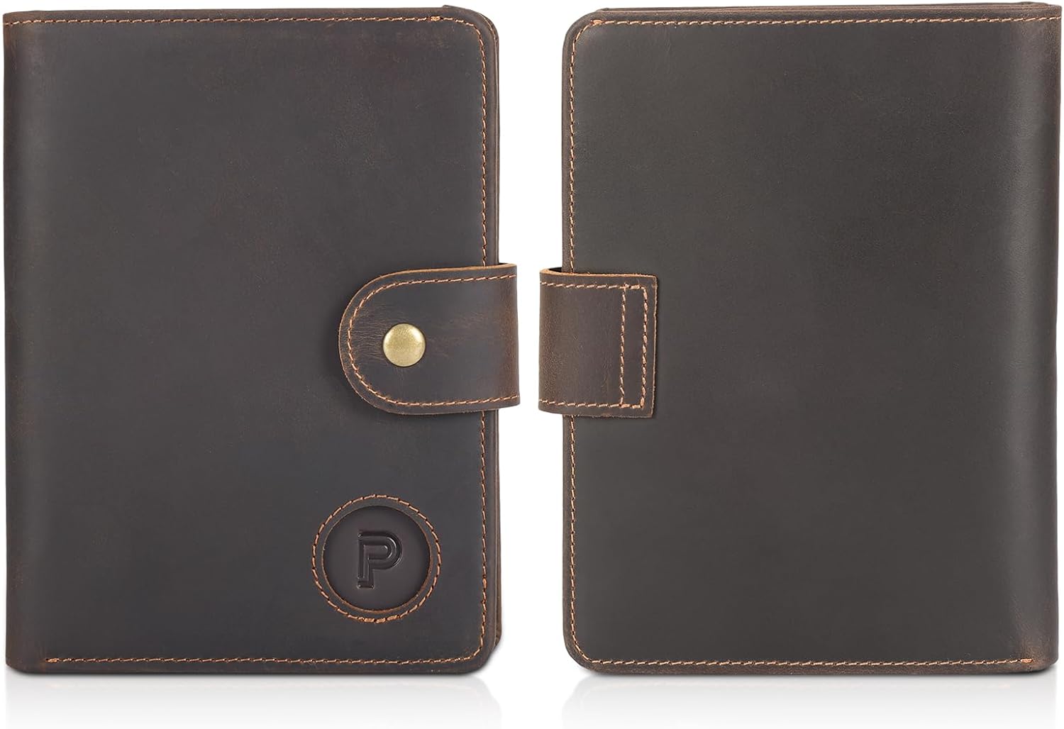 Polare Luxury RFID Blocking Leather Passport Holder Travel Wallet For Men and Women (Dark Brown with AirTag Slot(Snap Version)) - Image 8