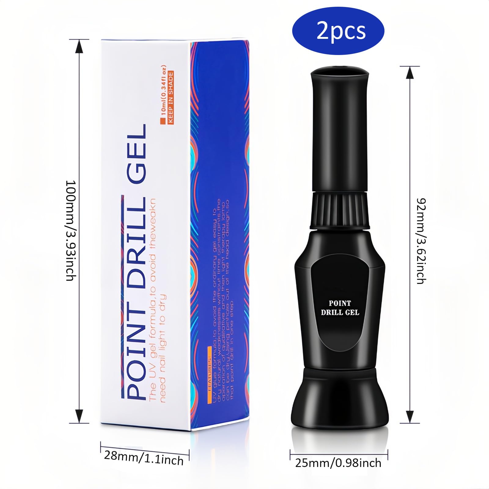 2 Piezas Pegamento de Diamantes de Imitación para Uñas, Gel UV Adhesivo para Manicura, Pegamento Joyas Uñas para Pedrería con Punta de Pincel para Salones de Uñas Entusiastas del Bricolaje, 10ml