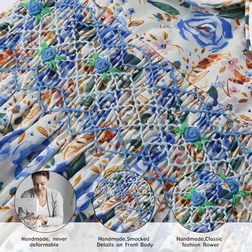 Girl Spring Summer Dress Smocked Floral Toddler Girl Smocked Vintage Birthday Tea Party Preschool Kindergarten Dresses3