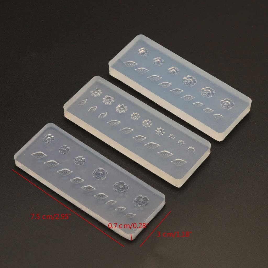 3 Pcs Rose Flower 3D Acrylic Nail Mold for Retro Decorations Design Silicone Manicure Silicone Making Kit Large