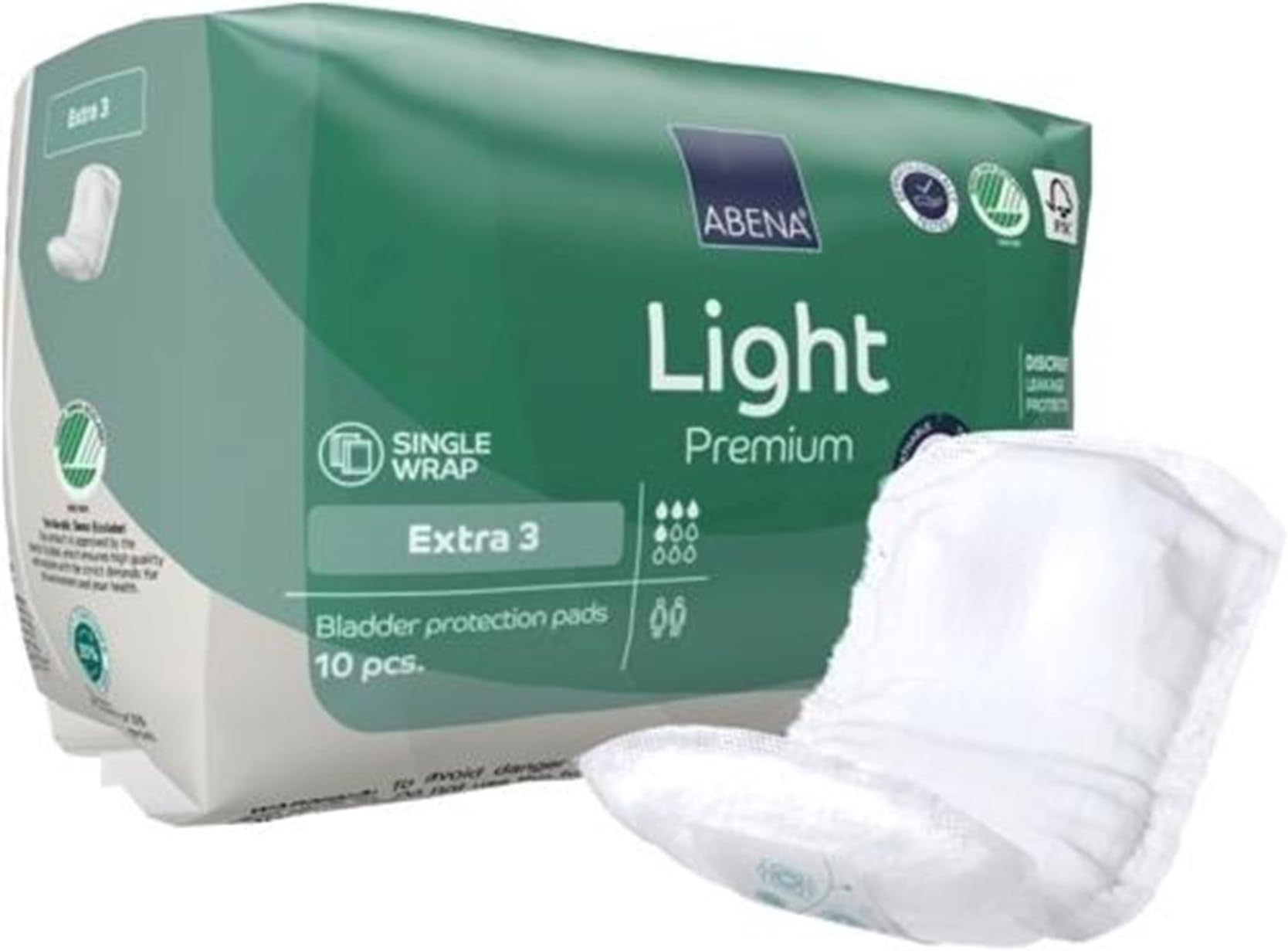 Abena Premium Light Extra Unisex Incontinent Pad 4.3 X 12.9 Inch 1000021340, 10 Ct