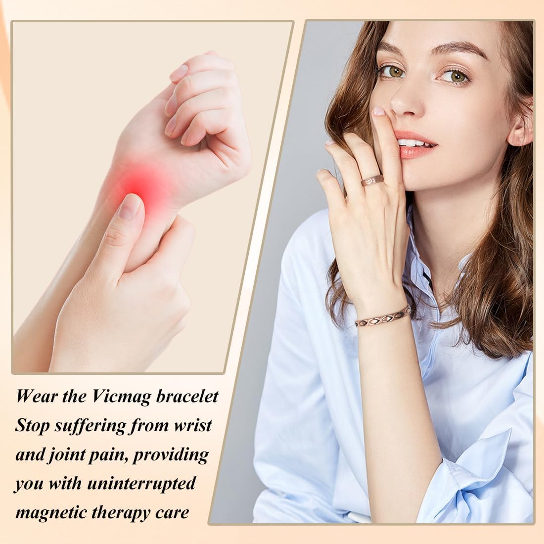 Vicmag Copper Bracelet for Women Ultra Strength Magnetic Bracelets with Effective Magnets 99.9% Pure Copper Jewelry Present with Adjustment Tool - Image 6