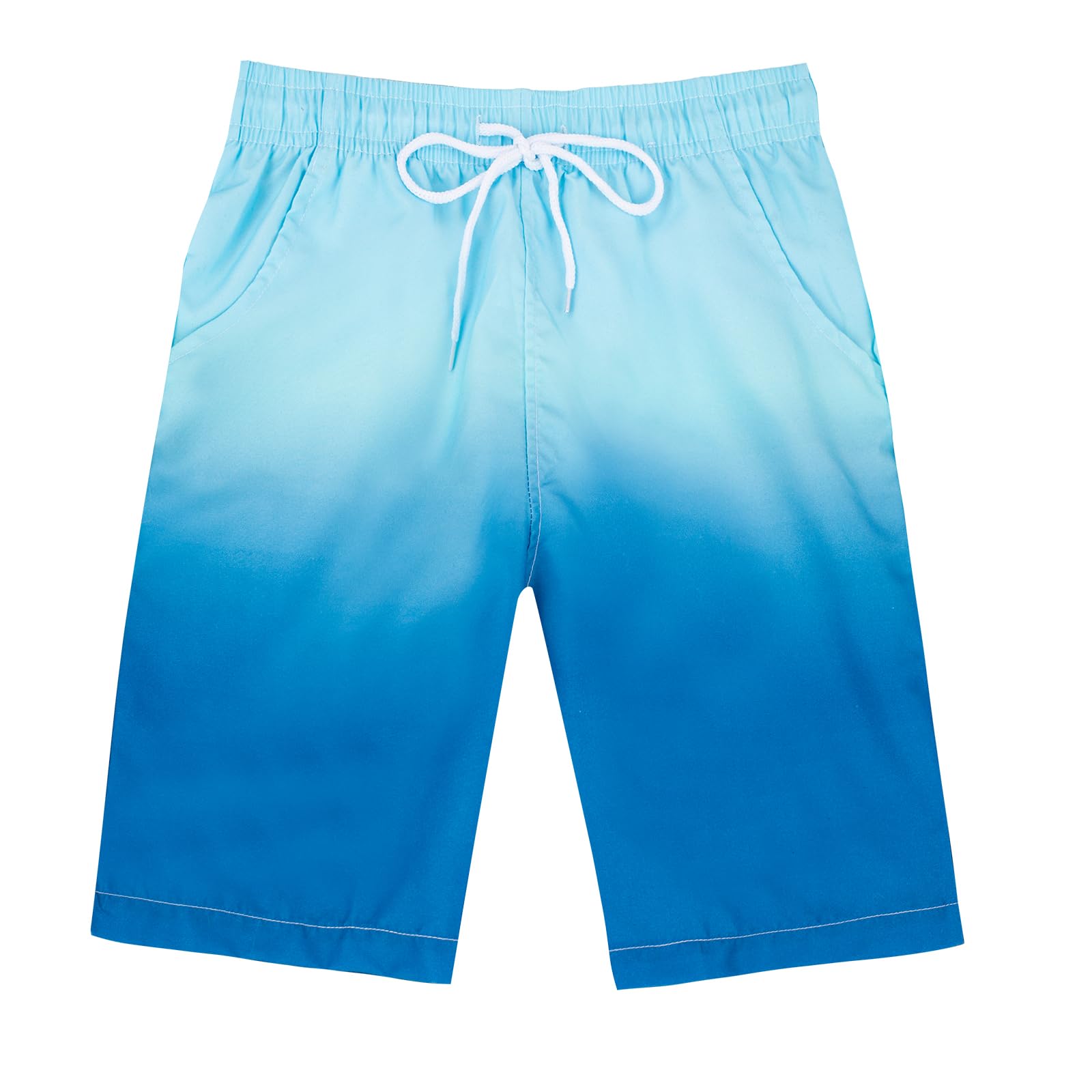 Holimaid Boys Gradient Blue Swim Trunks Quick Dry Swim Shorts Beach Board Shorts With Drawstring For Swimming Bathing (, 8-9 Years)