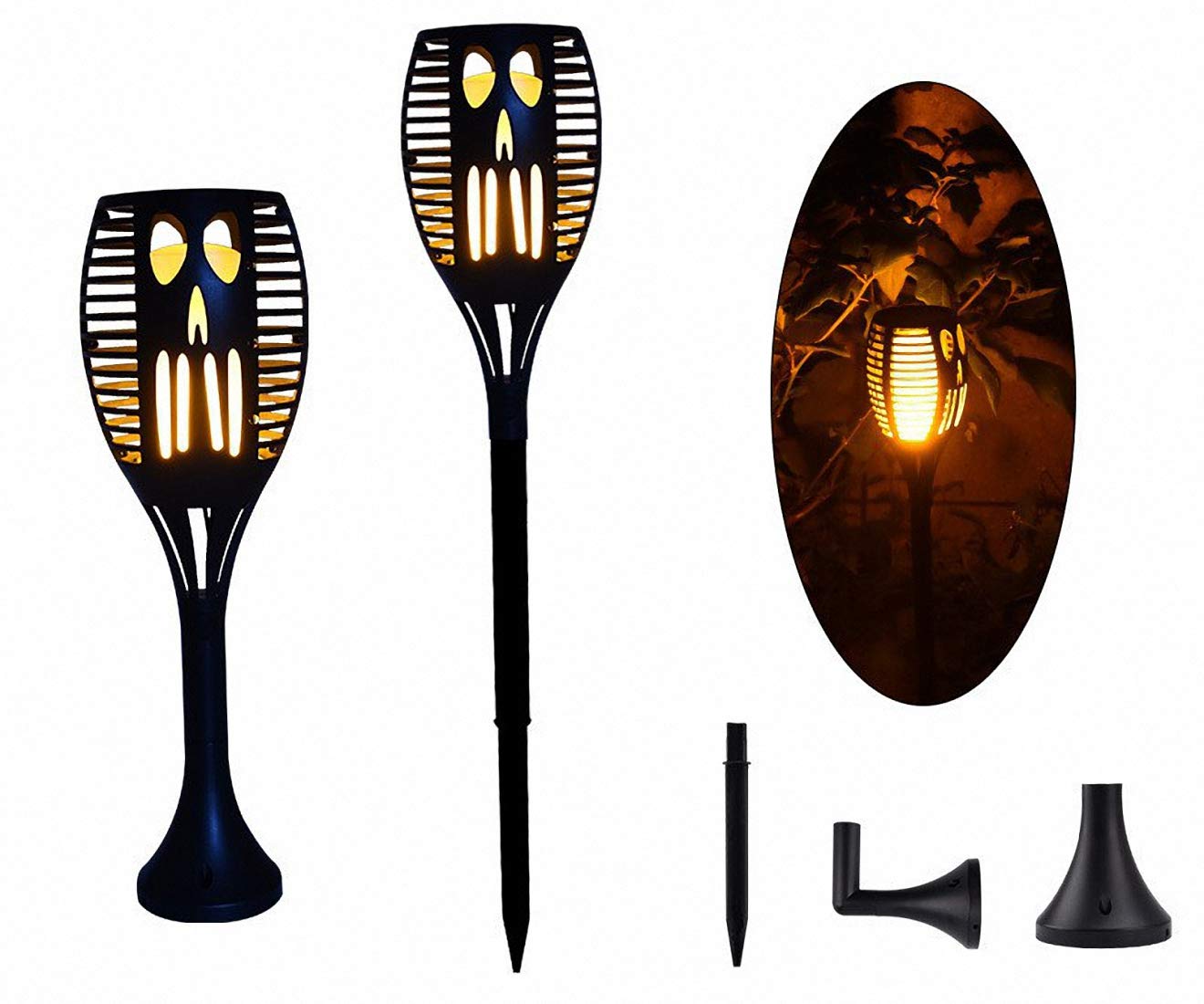 Wasserdichte 96LED Solar Flickering Flame Lampe Landschaft Weg Weg Taschenlampe mit Auto Ein/Aus für Garten Terrasse Hof und Hinterhof Dekor