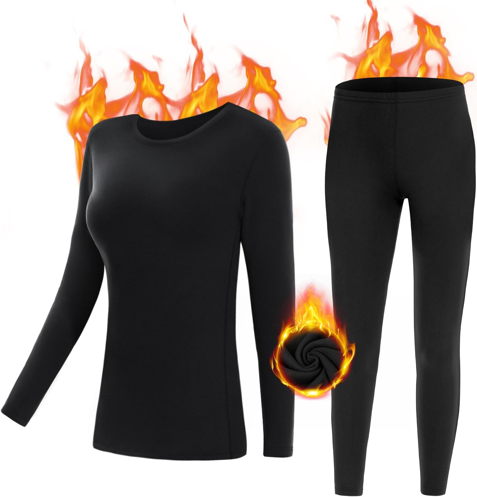 YUTYTHThermal Underwear Womens Warm Base Layer Top and Leggings Ladies Long Johns Winter Ultra Thick Fleece Lining Underwear Set for Cold Weather Daily Wear and Skiing Workout