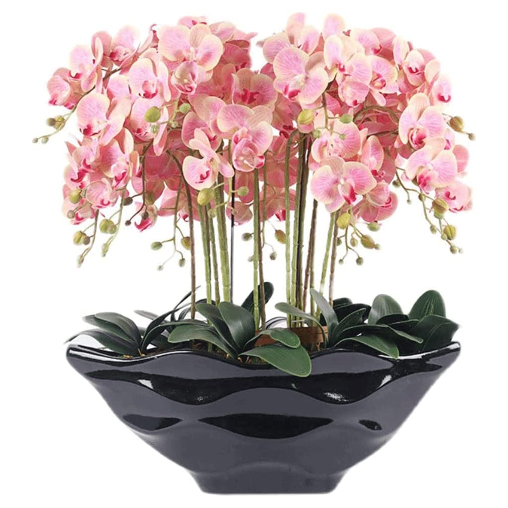 XDLEDMKIZ Orchid Artificial Flowers Faux Orchids Pot Artificial Phalaenopsis Flowers Plant Floral Decoration Orchids Artificial Classic Artificial Flowers natural look