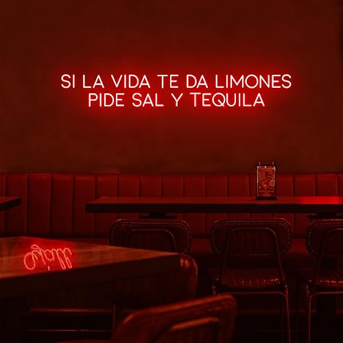 Letrero de neón de Si La Vida Te Da Limones Pide Sal Y de Tequila de 35 pulgadas con luces LED para decoración de pared para el hogar, cóctel, bar,