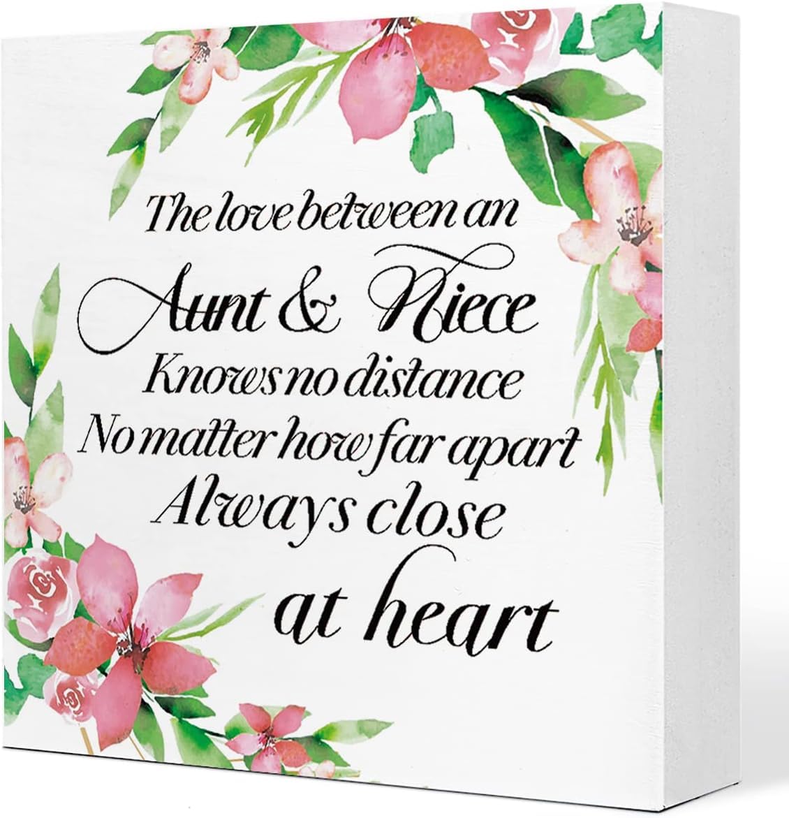 Aunt and Niece Box Sign 5x5 Inch Floral Friendship Desk Decor