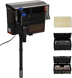 Filtro de aquário montado na parede de 20-50 litros, sistema de filtragem multicamadas, filtro eficiente para pendurar na parede para água limpa e vida aquática saudável, ideal para aquários de água