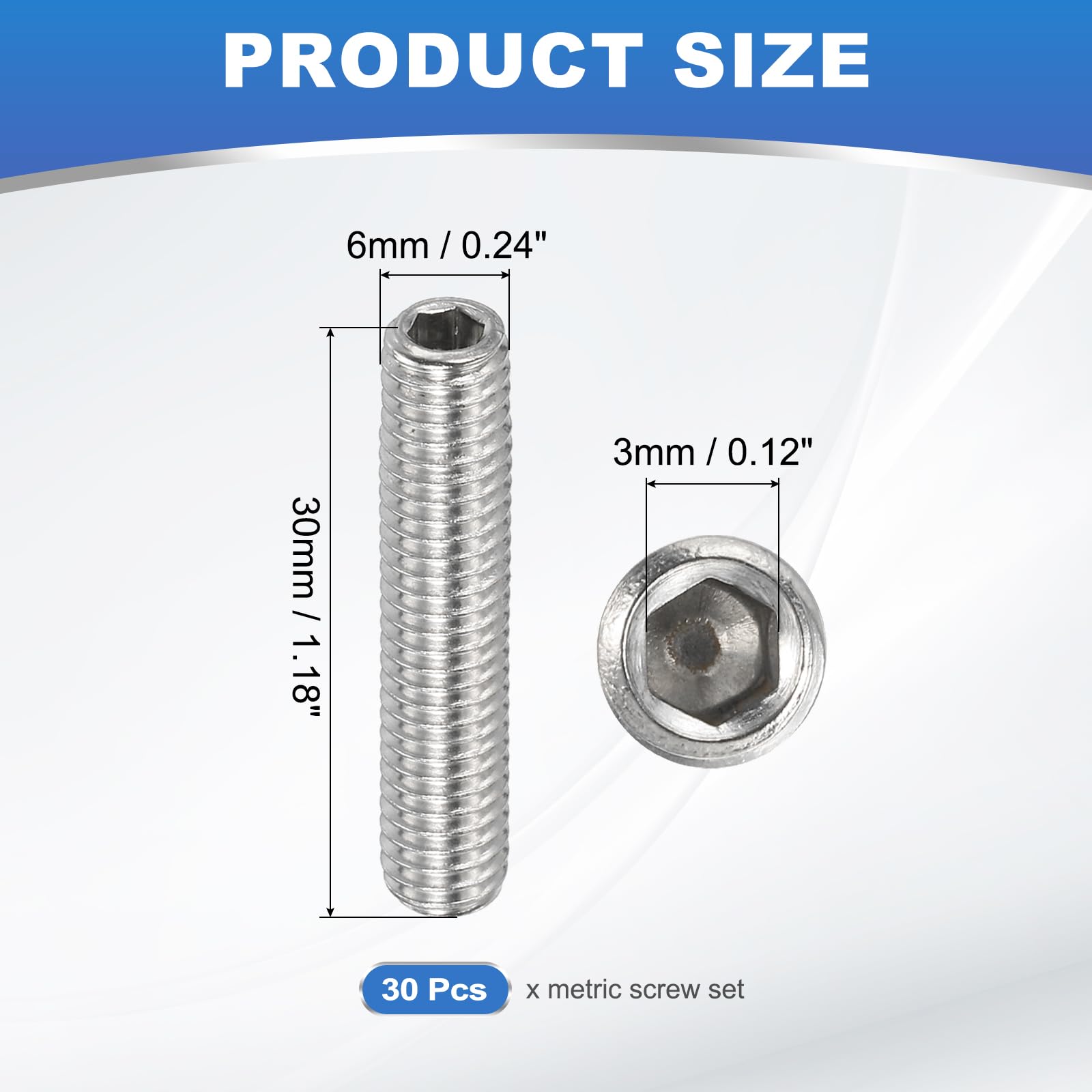 PATIKIL 30 Pcs Hex Socket Grub Screw - Image 2