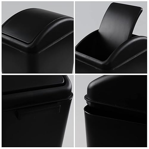 Miniatura 10 de Paquete de 3 cubos de basura de plástico de 4.5 galones, bote de basura con tapa abatible, color gris