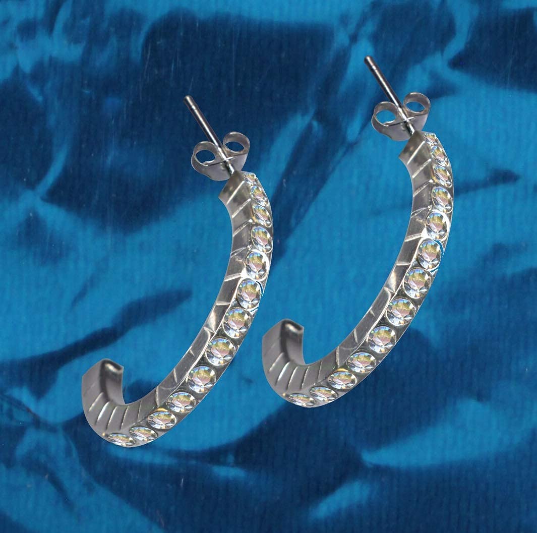 Orecchini a cerchio in argento Sterling 925, con zirconi e strass, per la speranza, il simbolo di emozione, il motivo, l'oggetto bianco, stravagante, alla moda, trasparente