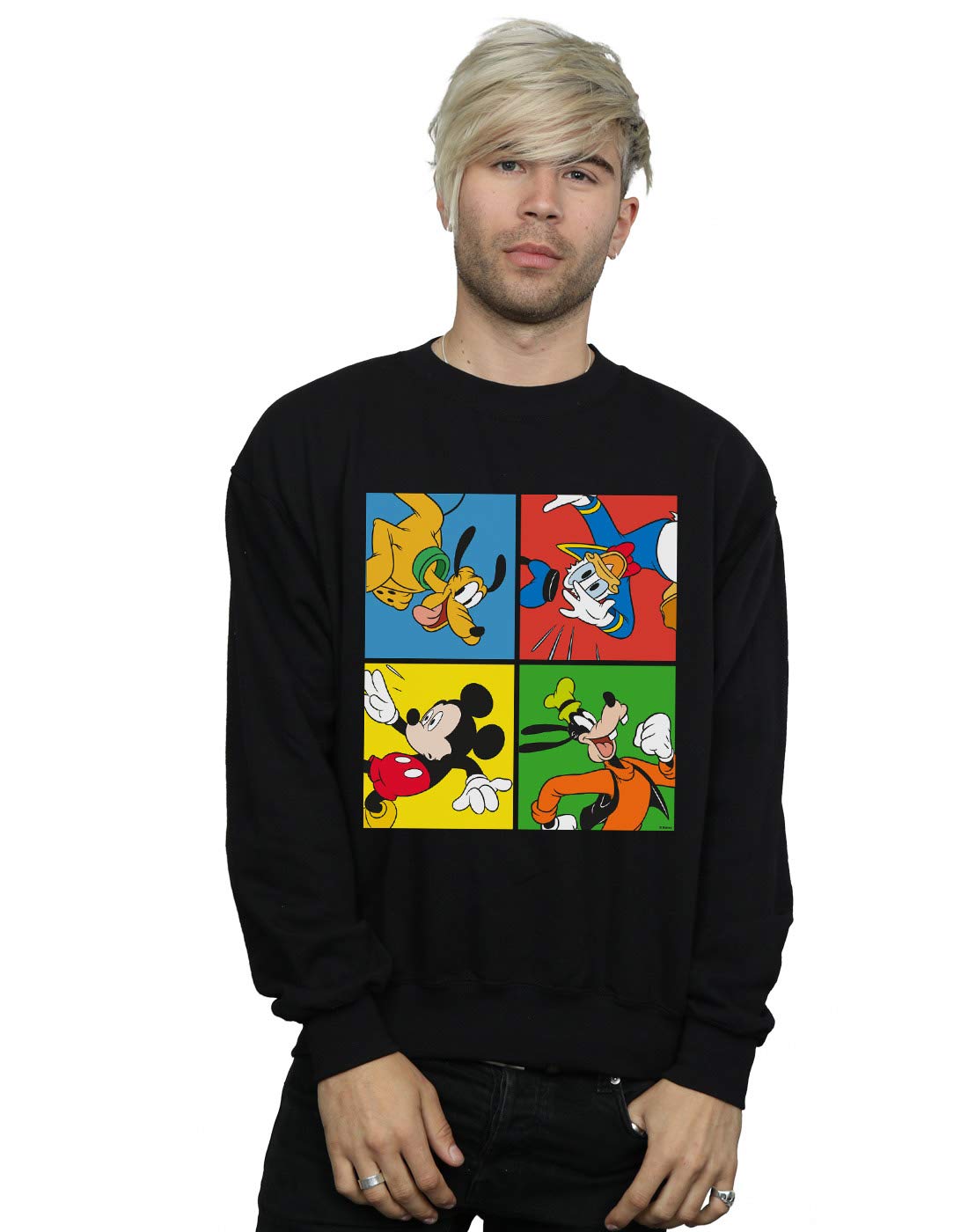 Absolute Cult Men's Black Disney Mickey Mouse Friends Sweatshirt Large