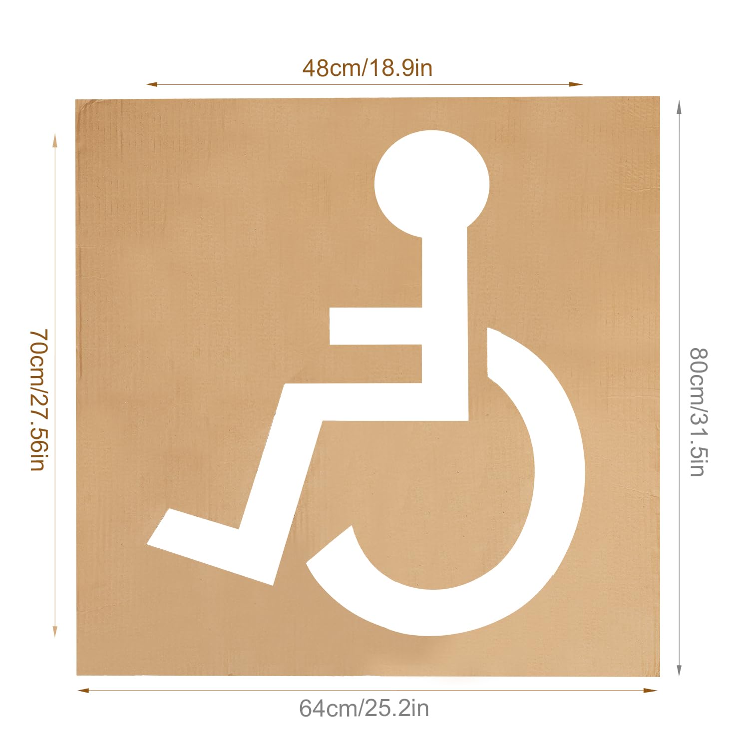 Pochoir pour Handicap pour Stationnement, 80x64cm Pochoir de Stationnement Réutilisable Panneaux pour Handicapés pour Parking Pochoirs de Trottoir pour Peinture