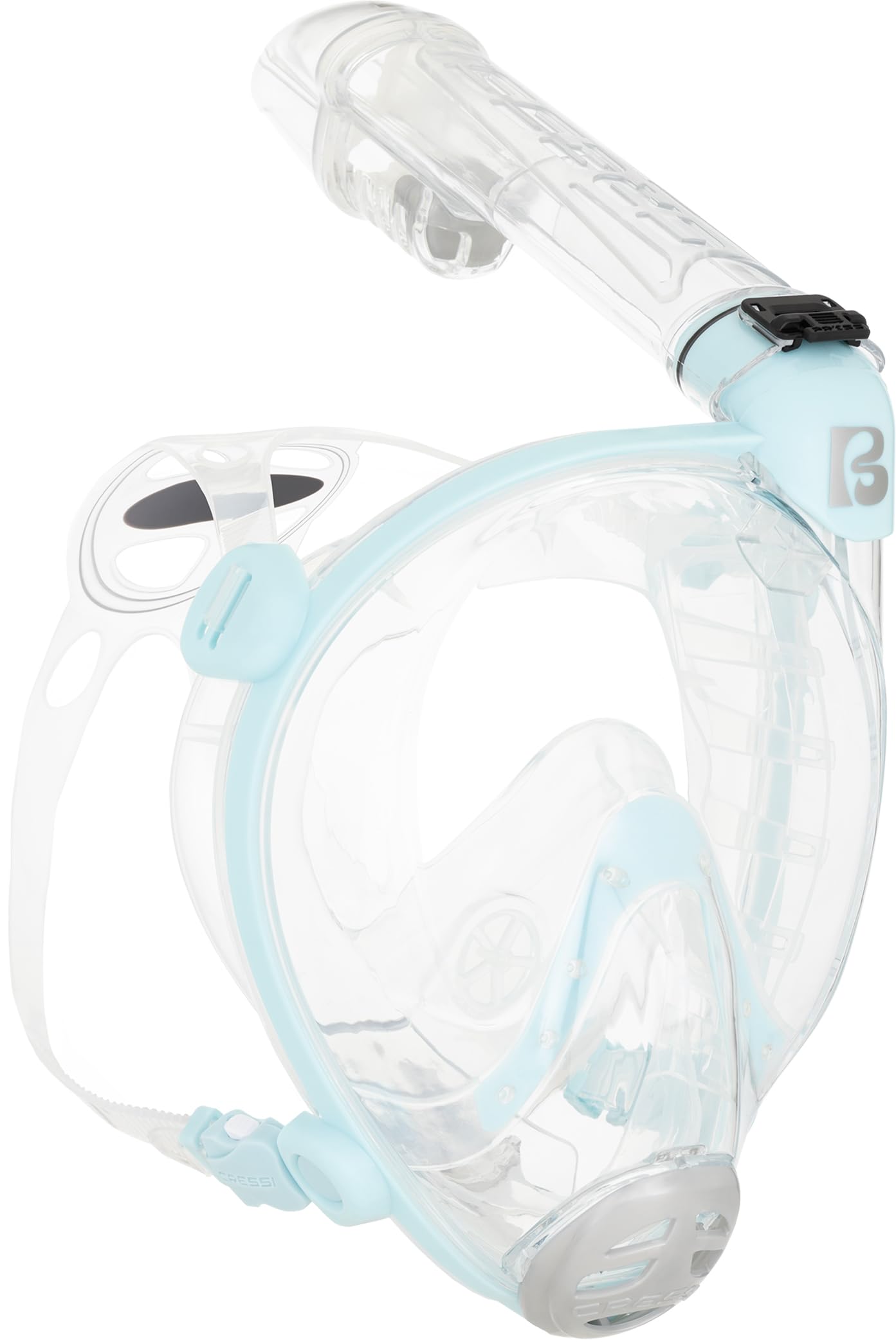 Cressi dal 1946 - Prince Full Face Mask - Maschera Integrale CO2 Sicuro Grande Visione Snorkeling, Anti Fog, Facciale Comfort, Valvola Scarico e Snorkel Dry - Trasparente/Ciano - Junior - 4