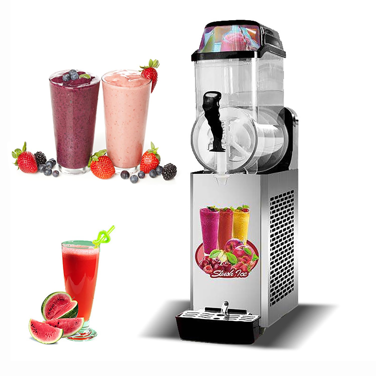 Kommerzielle Slush-Maschine, Schneeschmelzmaschine, konstante Temperaturregelung, Eisraspel-Smoothie-Schnee-Slush-Saftmaschine für Supermärkte(1 Panzer)