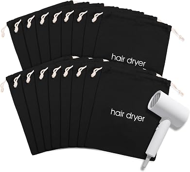 Hair Dryer Bags Bulk, Hairdryers Storage Drawstring Pouch, Blow Dryer Case Container Hairdryer and Styling Tools Accessories Bags for Hotel Home Travel Bathroom 15in x 13in 16 PCS Black