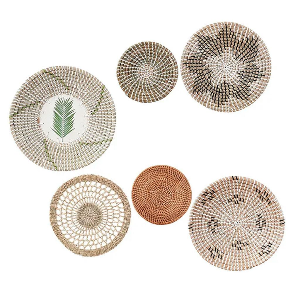 Decoración Colgante de Pared de Mimbre, Platos de ratán, decoración Colgante de Pared de Comedor, Plato de Cesta de Algas, decoración Vintage para habitación