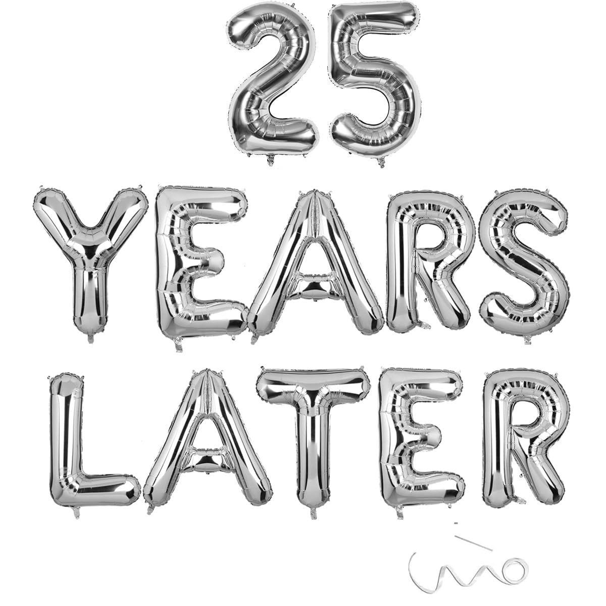 25 Years Later Balloon Banner,25th Anniversary Party Banner,Happy 25th Birthday Banner,25th Birthday Party Supplies,Cheers to 25 Years Old,Silver