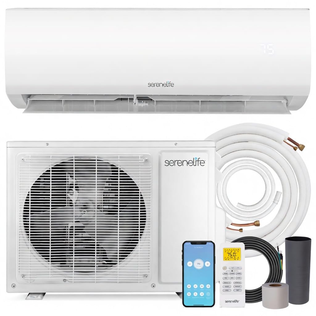 Photo 1 of ***UPDATED 5/23*** SereneLife 12,000 BTU Mini Split AC & Heating System, 115V Indoor & Outdoor Wall-Mounted Units with WiFi, Installation Kit Included for Home, Office & Bedroom, Up to 550 Sq. Ft. Coverage