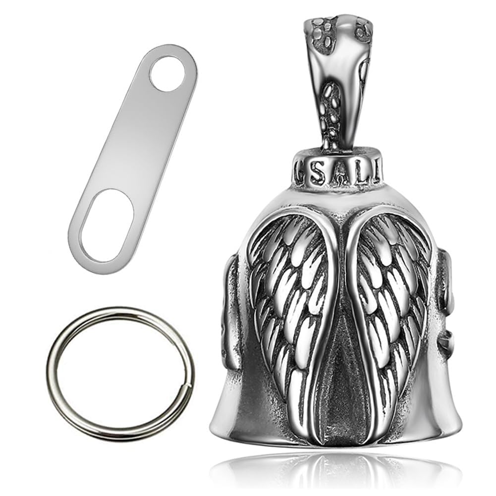 Guardian Bell for Bike, Guardian Bell, Bell Keychain for Bike, Angel Wings Design Bell Keychain with Silver Stand, Protective Charm Accessory for Motorcycle Handlebars-image-25