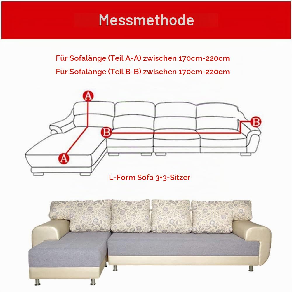 ele ELEOPTION Sofa Überwürfe elastische Stretch Sofa Bezug 2er Set 3 Sitzer für L Form Sofa inkl. 2 Stücke Kissenbezug (Grau)