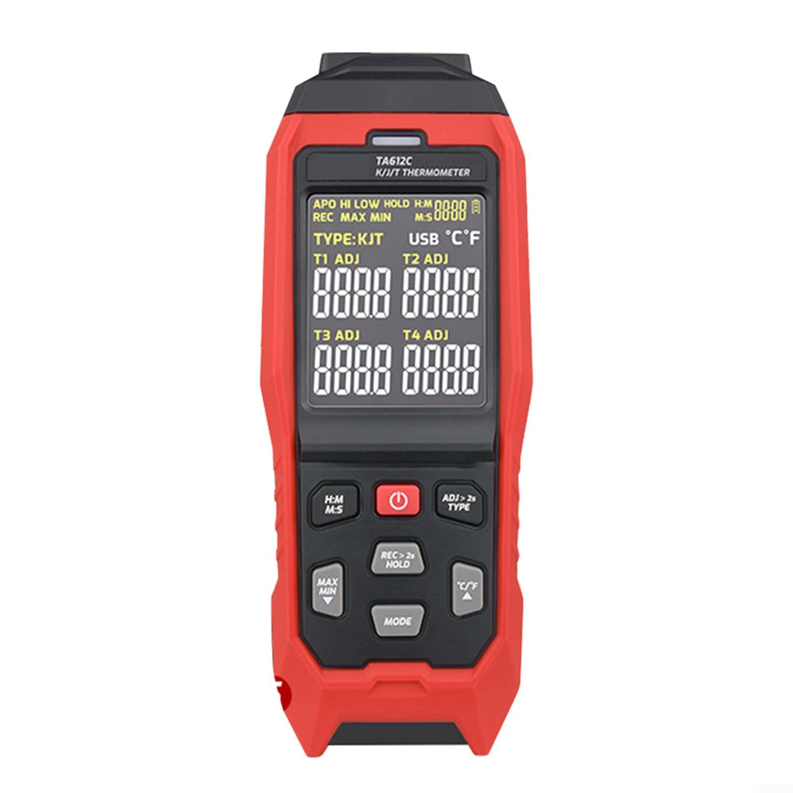 Digitales Thermoelement-Thermometer, 4-K, Typ K/J/T mit 5000 Datenspeicher, USB-PC-Anschluss für industrielle Labor, HVAC-Tests