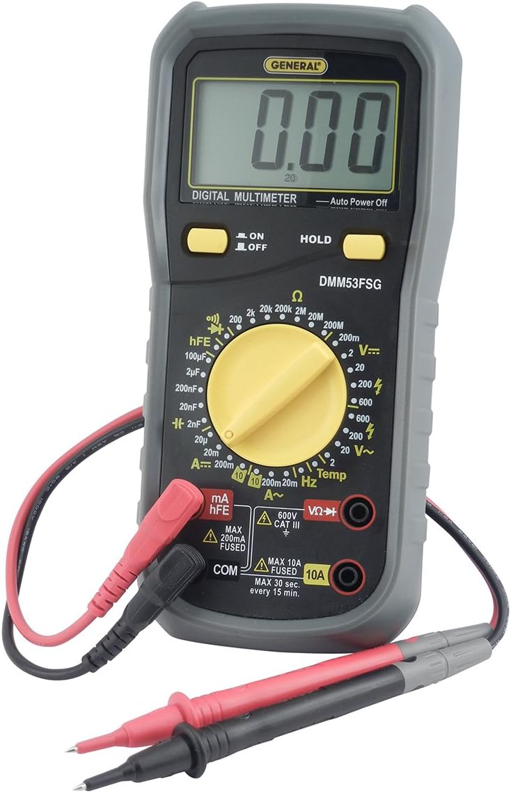 General Tools DMM53FSG Heavy-Duty Digital Service Multimeter with Microamp Ranges & K Port for Temperature
