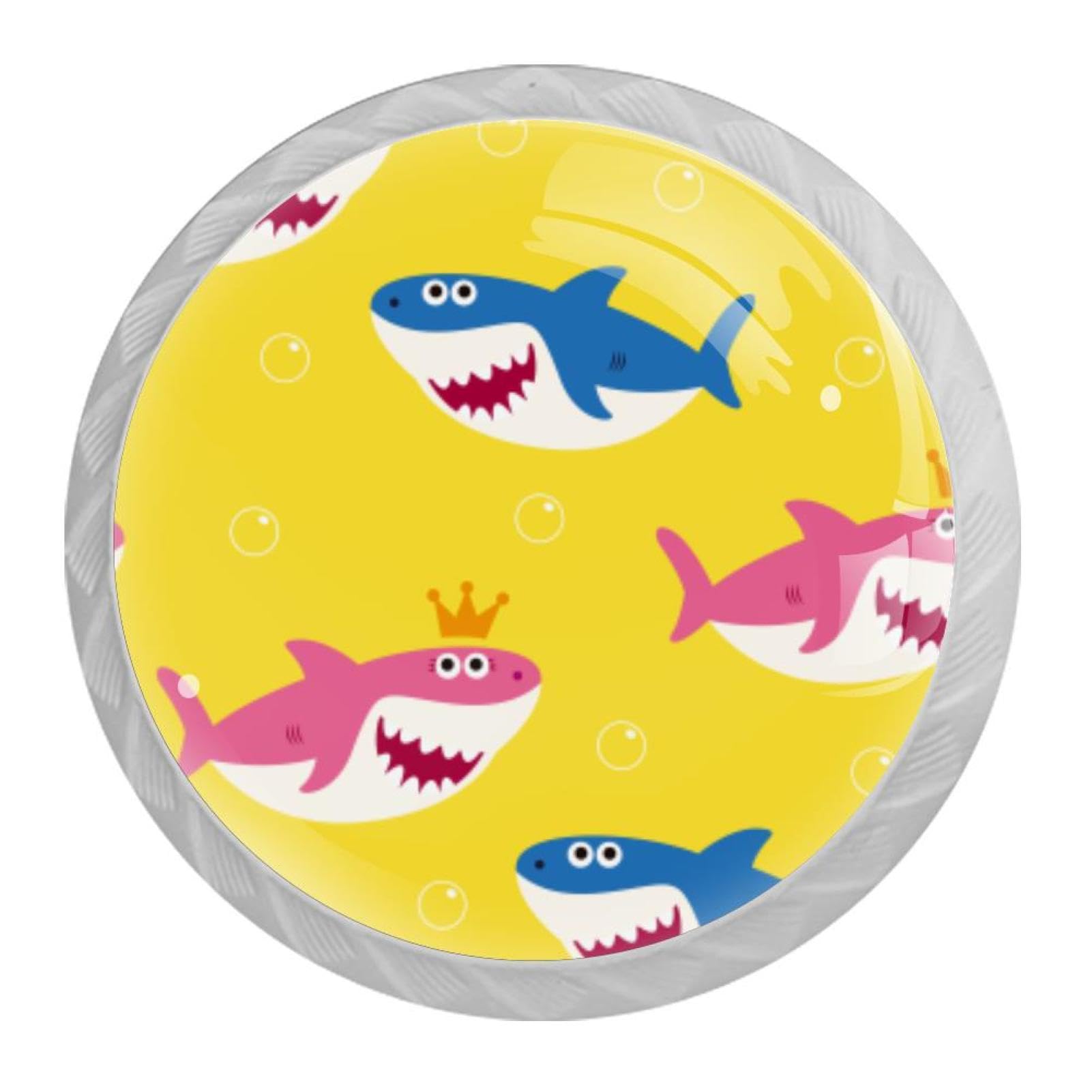 Tqmspg Multi09 4 Pieces Drawer Pulls Colorful Sharks Pattern Door Knobs Dresser Handles For Kitchen Wardrobe Cupboard Hardware Furniture