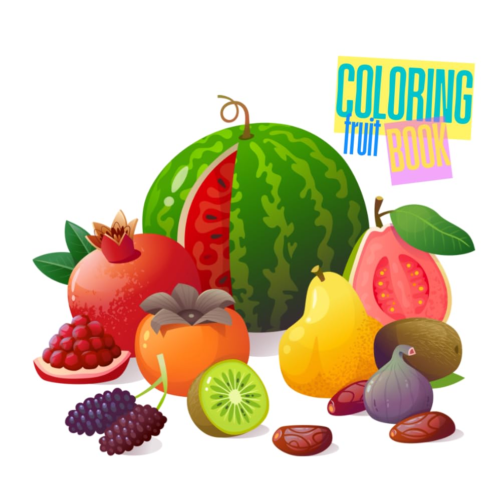 Cute Fruits Coloring Book for Kids and Adults: Fun and Relaxing Fruit Illustrations for Stress Relief and Creativity