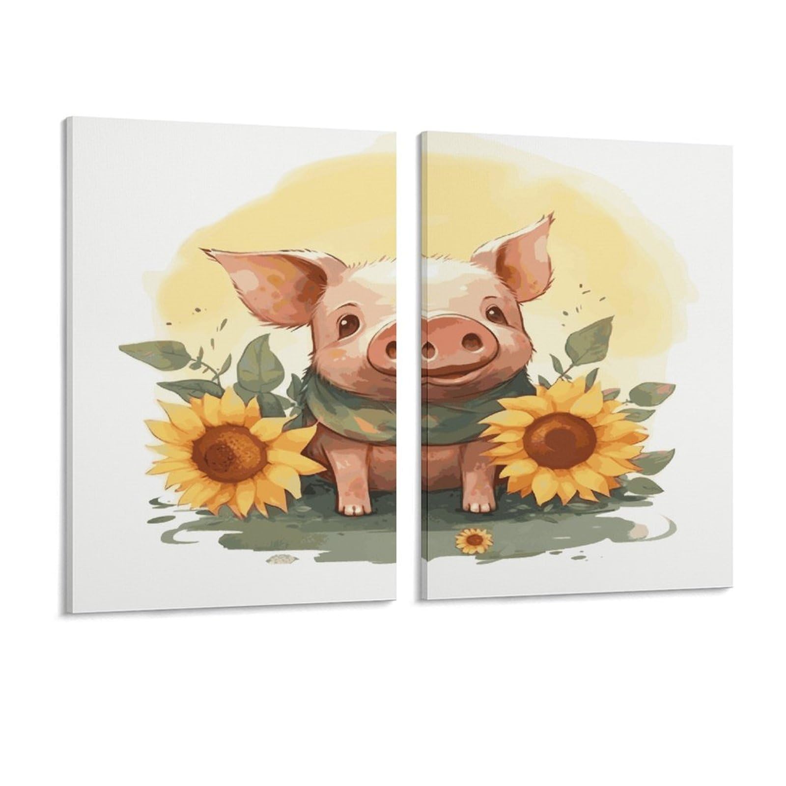 Adfgyerh Style Smiling (28) Wall Art，Canvas Material Bright /Wall Decor Of 2, Each 16X12 Inch -Wall Art Set For Living Room Bedroom Gallery Office Home Décor