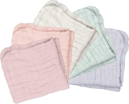Green Sprouts Absorbent Organic Cotton Muslin Cloths, Hypoallergenic, Standard 100 by Oeko-TEX Certified, Reusable Baby Wipes, Rose, One Size, 5-Pack