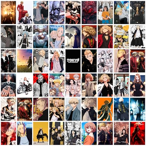 Image of Tokyo Revengers Poster Collage Set of 54 (4x6 Inch) - Wall Art Prints featuring Takemichi, Mikey, Draken, Chifuyu, Baji & More | Durable Home Decor for Fans, Gift for Anime Lovers, Gaming Room Decor, Durable Poster Set, collectible Anime