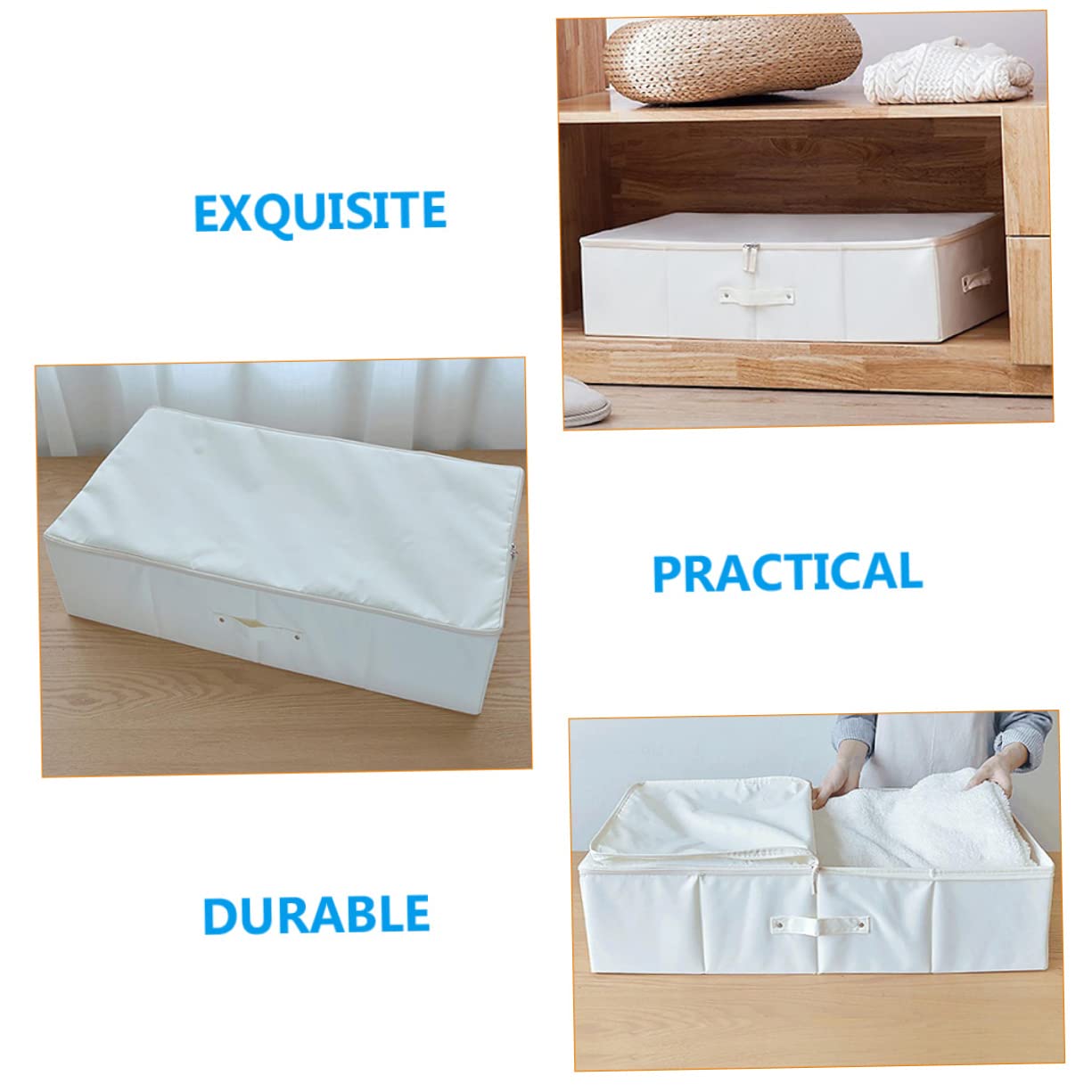 LABRIMP Organizer per Coperte e Piumoni Facile da Aprire e Chiudere Contenitore Pieghevole Oxford Chiusura Zip per Armadi e Ridotti Sotto Materasso