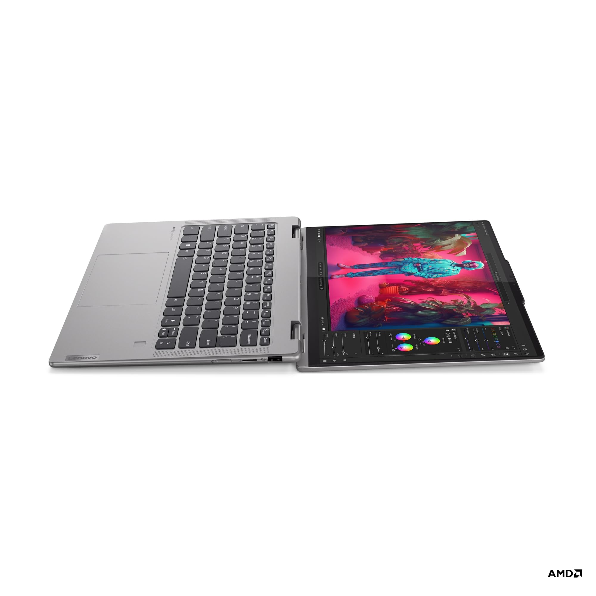 Lenovo Yoga 7 2-en-1 14AHP9 - Ordinateur Portable AI 14'' WUXGA OLED (AMD Ryzen 5 8640HS, RAM 16Go, SSD 512Go, AMD Radeon 760M Graphics, Windows 11 Home) Clavier rétroéclairé AZERTY Français - Gris