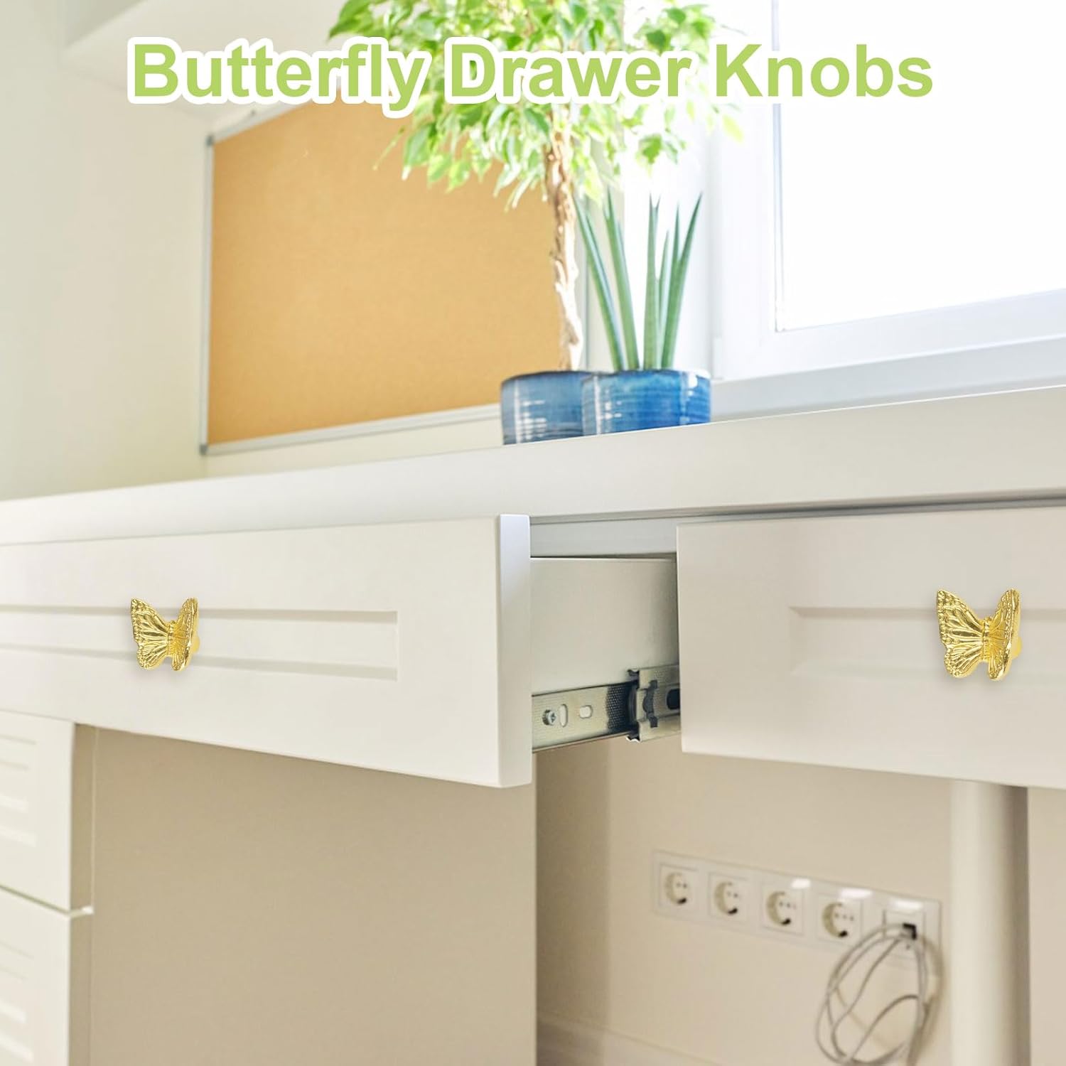 24Pcs Drawer Knob Zinc Alloy Pulls Knobs Antique Pull Handles Single Hole Furniture Cabinet Knobs with Screws for Drawer, Cupboard (Gold Butterfly)