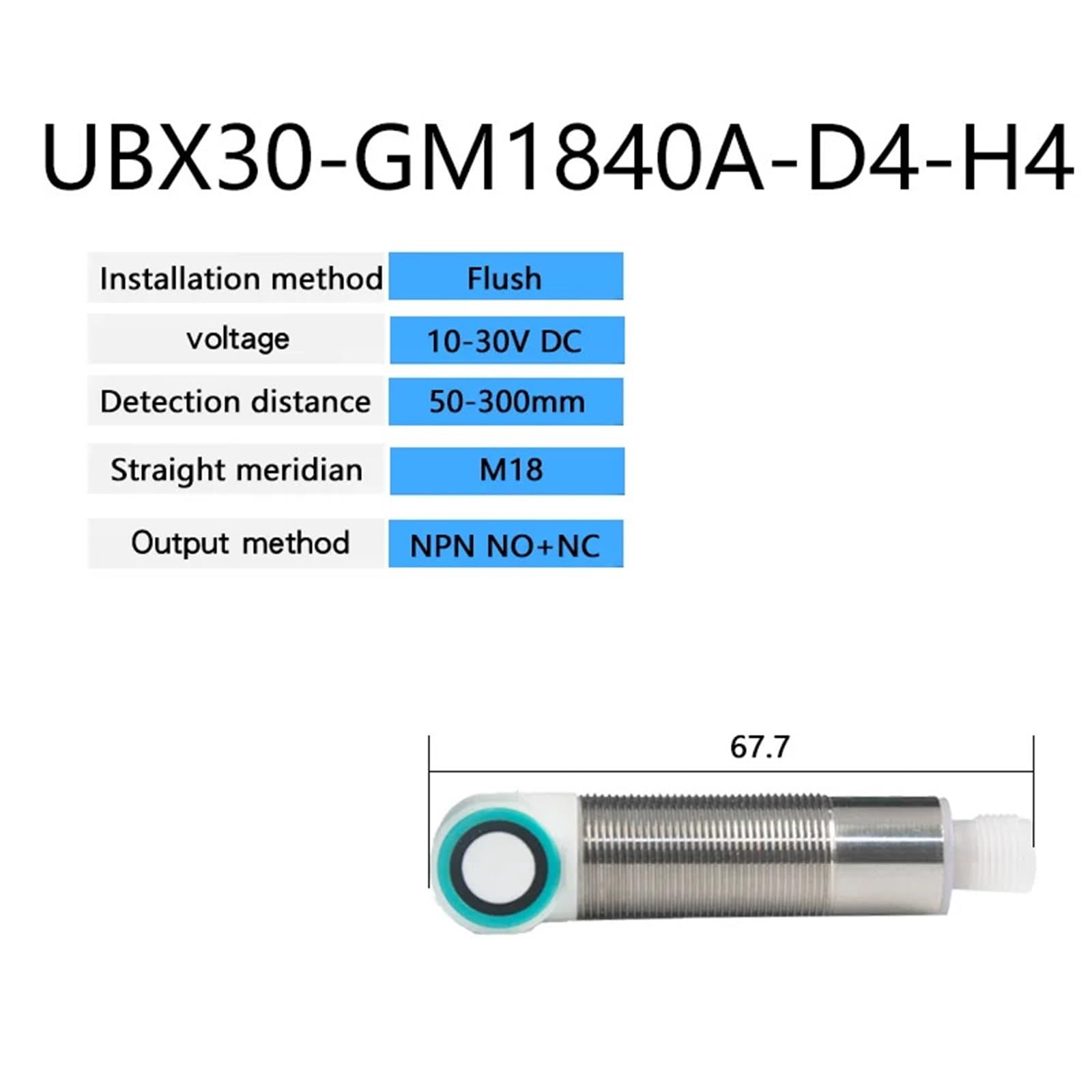 Sensor de proximidad ultrasónico M18 Sn: 300 mm 800 mm NPN PNP 10-30 V CC Sensor de distancia ultrasónico GM1840(Dark Khaki)
