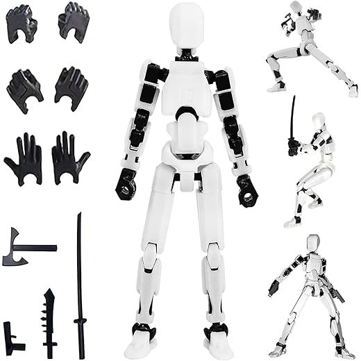 Gozaqe Action Figure Toys,DIY Assembly Dummy 13 Action Figures,Articulated Joints Robot,Desktop Decorations,Gift Idea for & Adults (White)